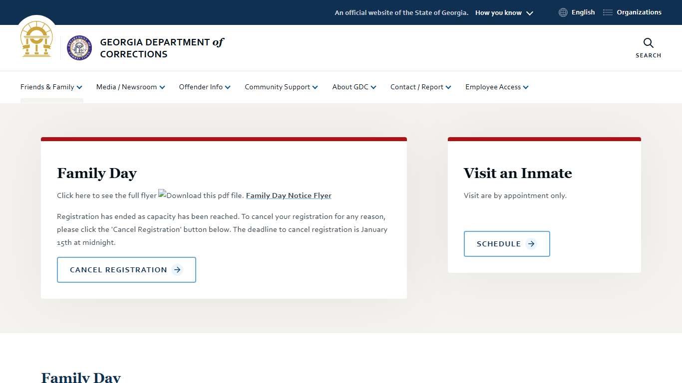 Friends and Family Georgia Department of Corrections